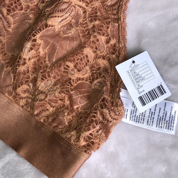Out From Under - Urban Outfitters Lace Halter Bralette - - Carmel/Rust/Neutral M - Picture 2 of 6